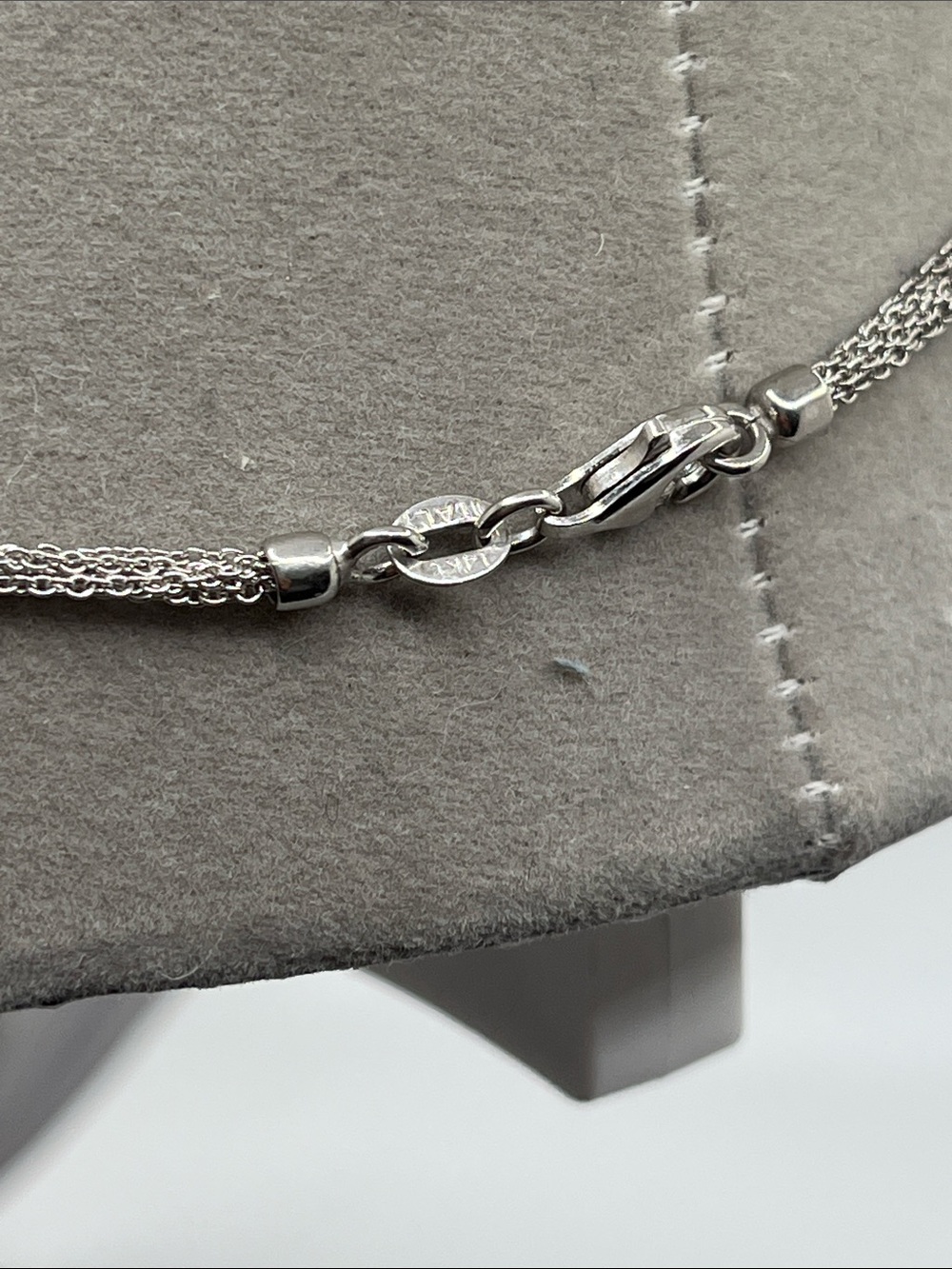 Triple-CZ Stamped  Silver Pendant Necklace - Picture 8 of 9